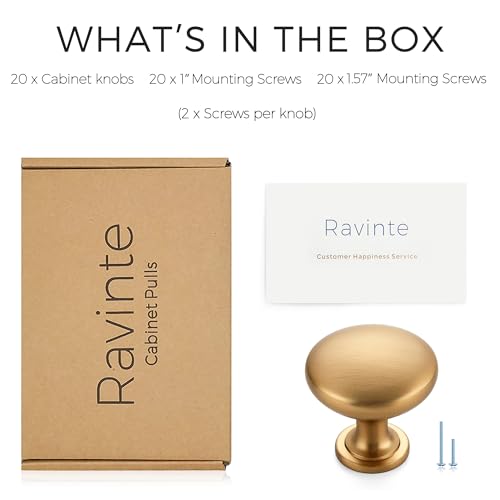Image of Ravinte 20 Pack Champagne Bronze Round Zinc Cabinet Knobs for Kitchen Bathroom Closet Dresser Cabinets