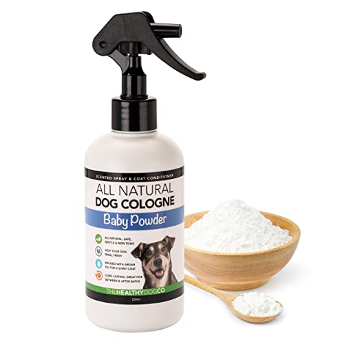 Colonia Para Perros en Espray Completamente Natural/Perfume en Espray Para Perros | Talco Para Bebés | Desodorante, Desenredante y Acondicionador del Pelaje en Espray Para Perros | 250 ml