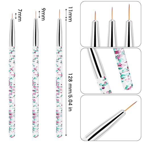 Sibba Nail Brush Polish Tip 8 Pcs Paint Dotting Pen Tools Art Thin Line Removers Applicator Finger Extension Manicure Gel Flat Round Fit Salon Home DIY Fingernail Detail Design Builder Set - Image 5