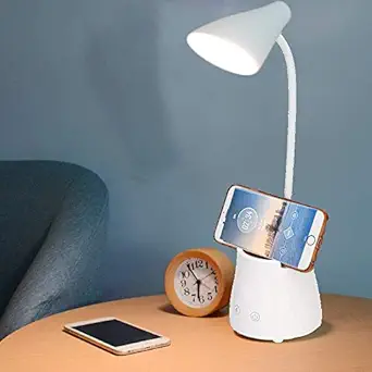 IDOLESHOP? Rechargeable Desk Lamp with Organizer, Phone Holder, Night Light, Pan Stand Table Lamp for Dorm Room Study Desk (Night Light + Pen + Mobile Stand (Cup))