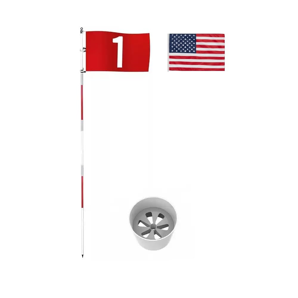 Detachable Golf Flagstick Set Backyard Outdoor Training No.1 Flag USA Flag