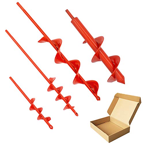 MAXCCINO Auger Drill Bit for Planting Set of 4, Garden Ground Earth Spiral Drill Bit for 3/8