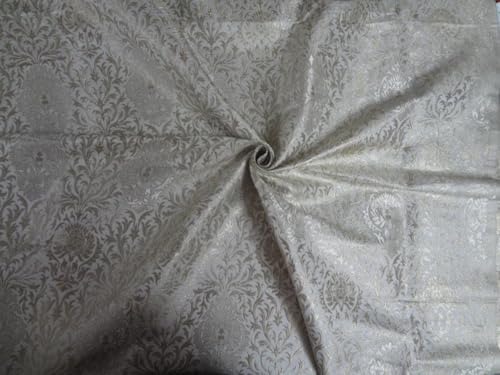 Soie dorée métallique brocart pur tissu ivoire lourd au mètre