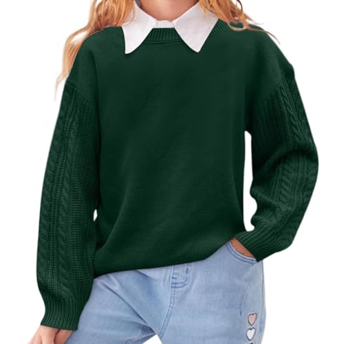 Girls' Warm Knitted Top Round Neck Knitted Sleeves Soft Fabric Autumn/Winter Sweater2