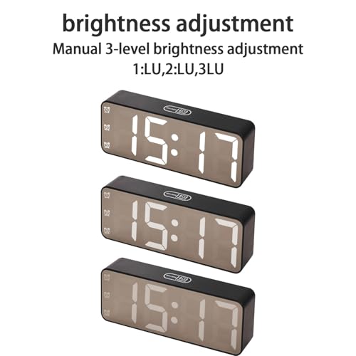 Image of Large Numbers LED Display, Electric Bedside Desk Clock with USB Charging, 7 Colors Lights, Three Sets of Alarms, Snooze Mode, Battery Power Saving Mode, Bedroom Living Room Alarm Clock, Black