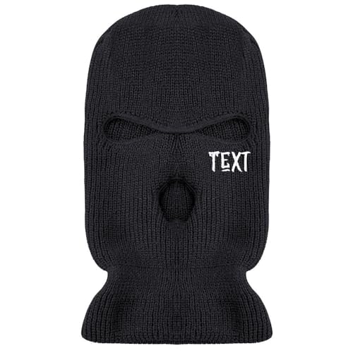 Custom Text Name Logo Embroidery 3 Holes Full Face Cover Ski Mask Winter Outdoor Sports Knitted Balaclava for Men Women
