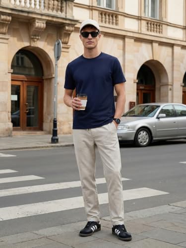 Image of Nobero Chino Pants for Men | Oversized Fit | Multiple Pockets | Elasticated Waist | Casual & Utility Wear