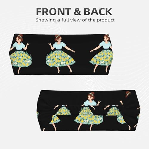 Elastic Sports Headband Hairband BROLEO Little girl dancing in a pear floral skirt Printing Quick Drying, Moisture Wicking2