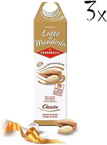 3x Condorelli Latte di Mandorla Almond Milk Drink Beverage 1l Unsweetened!