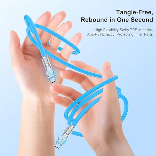 Image of ZAPCORD 180 degree Rotating Fast Charging Cable | USB Type C to C | 1 mtr Extra Long Cable | Tangle Free Silicon | 120W /6A | 480 Mbps High-Speed Data Transfer | For iPhone, Samsung, MI, Oneplus, Oppo