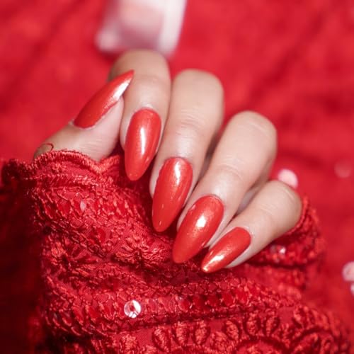 Image of Nails & More Red Metallic Nail Polish, Argan Oil-Infused Gel Shine, Shiny Red Nails, High-Impact Color | 10ml