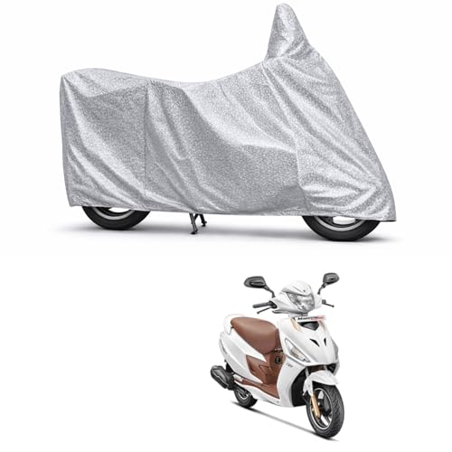 Image of 100% Waterproof Two Wheeler Body Cover Multi Layered Fabric Designed for Hero eMaestro | Belt Buckle Lock | Silver Mag
