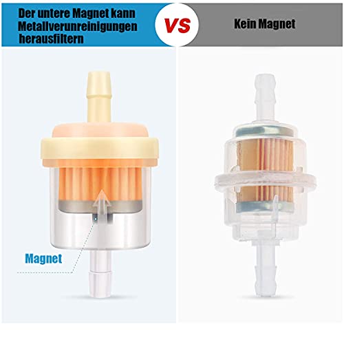 Filtre Essence Moto - Universel Filtre Essence Tondeuse 4 Pièces Filtre Carburant 5mm + 3 M Conduite de Carburant + 10 Pièces Collier de Serrage pour Voiture, Moto, Tondeuses à Gazon - Image 7