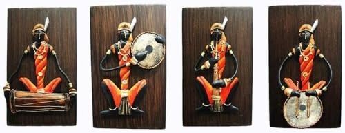India Multicolor Set of 4 Adivasi Ladies Wall Hanging