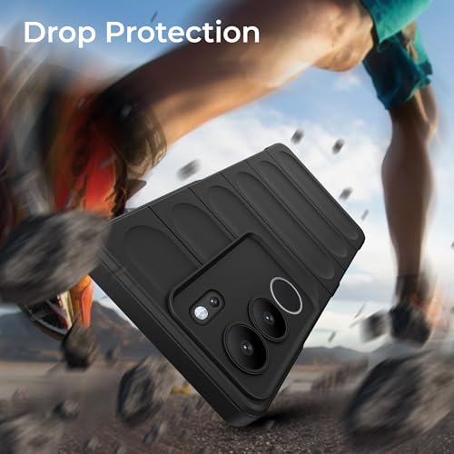Image of A rtistque Back Cover Case for Vivo V29 / V29 Pro 5G | with Inner Fabric | Stylish AirBag Case | Liquid Stripe Silicone | Camera Protection | Anti Slip Grip | Vivo V29 / V29 Pro 5G Back Cover - Black