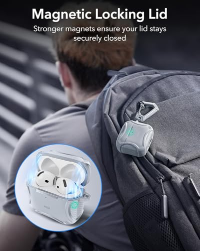 Image of ESR for AirPods 4 Case, Compatible with AirPods 4th Generation Case (2024), Compatible with MagSafe, Powerful Drop Protection, Magnetic Lid, Cyber Series, Desert Titanium,Gray
