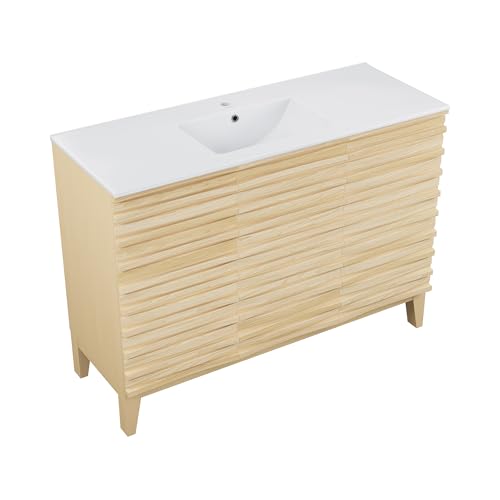 Image of Swiss Madison Cascade 48'' Bathroom Vanity in Natural Oak
