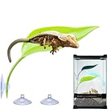 Reptile Hammock with Suction Cups Plastic Leaf Hanging Bed for Crested Gecko Lizard Hideout Climbing Toys Tank Ornament Accessories for Leopard Gecko Tree Frog Snake Amphibian (Light Green)