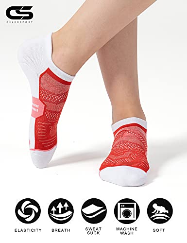 Image of CS CELERSPORT 6 Pack Women's Ankle Running Socks Cushioned Low Cut Tab Athletic Socks