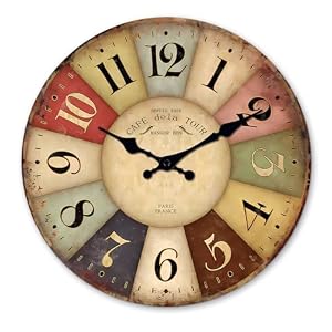 Farmhouse Wooden Wall Clocks Battery Operated 10 Inch