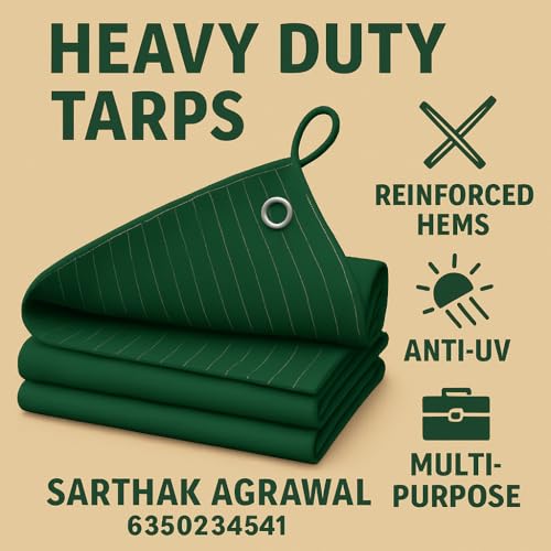 Image of 700 GSM Waterproof Tarpaulin | Durable, UV-Resistant Tarp for Outdoor, Construction & Camping (Green, 6 x 7.5 FT)