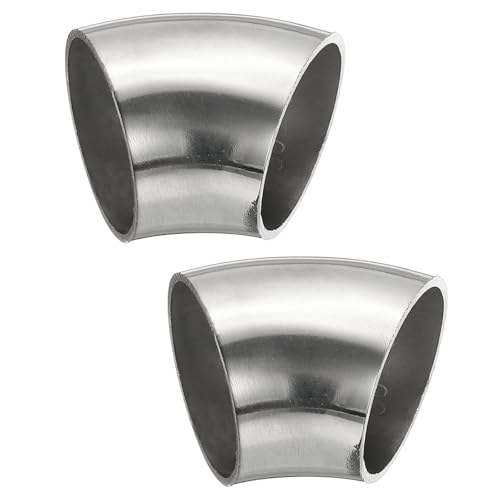 PATIKIL 2pcs 45 Degree Mandrel Bend Elbow, 32mm OD Steel Exhaust Elbow Exhaust Piping Connector 304 Stainless Steel for Exhaust Pipe Stair Handrail HVAC