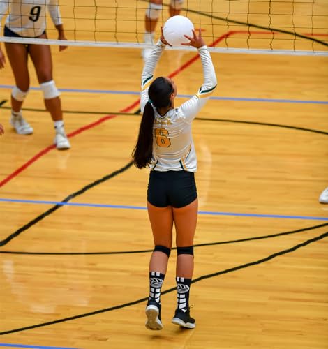 Volleyball Socks (2 Pairs) with Volleyball Logo, Soft Mid Calf Crew Socks3