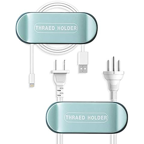 4 Pack Plug Holder & Cable Clips, KRGMNHR Self Adhesive Plug Cord Management for Organizing Office and Home PC Desktop, Cable Cords, USB Mouse Cable Wire, (Light Blue) Cover