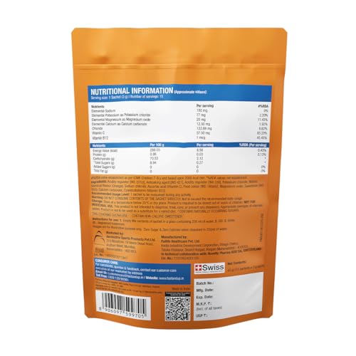 Image of Fast&Up Reload Electrolytes Powder Sachets | Zero Added Sugar Hydration Drink with 5 Essential Electrolytes Vitamin C & B12 | Summer Heat, Workout Recovery, Travel & Wellness | Orange Rush, Pack of 15 Sachets