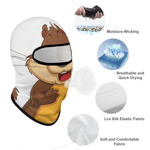 Balaclava con caricatura animada de castor para hombre y mujer, mascarilla facial con protección solar y respirable para senderismo, ciclismo, running y manejo miniatura 3