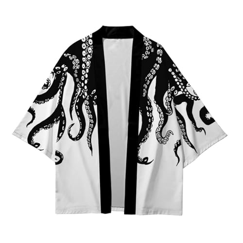 Camisa kimono japonés hombre contra el calor con manga 3/4 holgada hippie