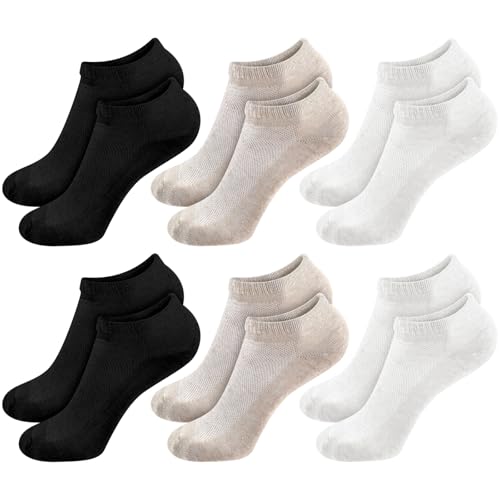 Image of Mepase 6 Pairs Flax Linen Ankle Socks for Women Men 88% Organic Thin Breathable Mesh Low Cut Quick Dry Moisture Wicking Socks