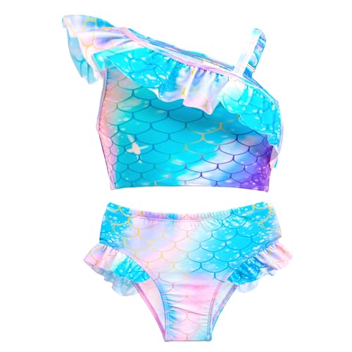 Image of GALLDEALS Girls Swimsuit 3 Piece Bathing Suits Flounce Ruffle Tankini Set Beach Swimwear with Cover Ups Skirt for 3-10 Years