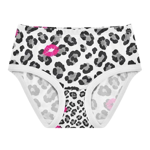 Bold Black Gray Leopard Spots White Toddler Girls Underwear, Cotton Girls Underwear, 2T–8 Years