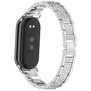 PINHEN Compatible avec Xiaomi Mi Band 8/9/10 Bracelet，Métal Réglable Bracelet Smart Watch Accessoires pour Femmes Hommes Bandes de Remplacement