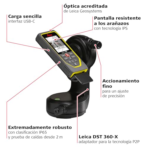 Leica Geosystems DISTO X6 Point to Point Package New, 800ft Laser Distance Measure with Bluetooth, 4X Zoom Camera, case, Tripod, DST360X Adapter