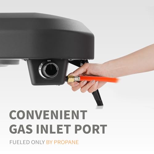 EchoSmile 12 Pizzaofen Gas Outdoor, Propangas Pizzaofen Erreicht 510 °C, Pizza Oven mit Drehbarem Pizzastein, Flammenregler, Gasschlauch und hitzebeständigem Griff