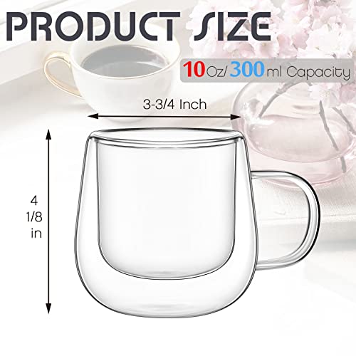 8 Pack Double Walled Glass Coffee Mugs 10Oz Insulated Glasses Espresso Cups With Handle Bistro Cappuccino Clear Glass Coffee Cups Travel Camping For Tea Latte Beverage Shots Glasses Heat Resistant #TOP1