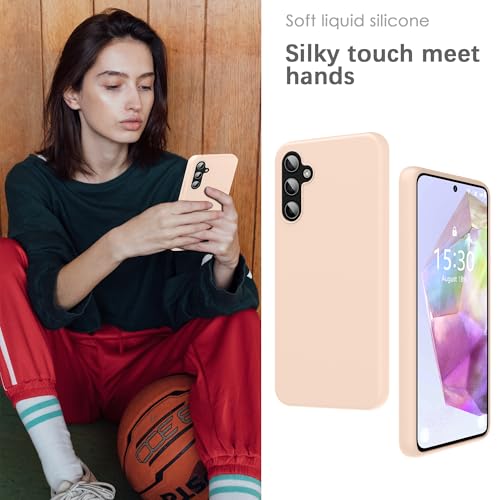 Image of YATWIN Silicone Back Case for Samsung Galaxy A35, Soft-Touch Phone Back Cover for Samsung Galaxy A35 - Link Pink