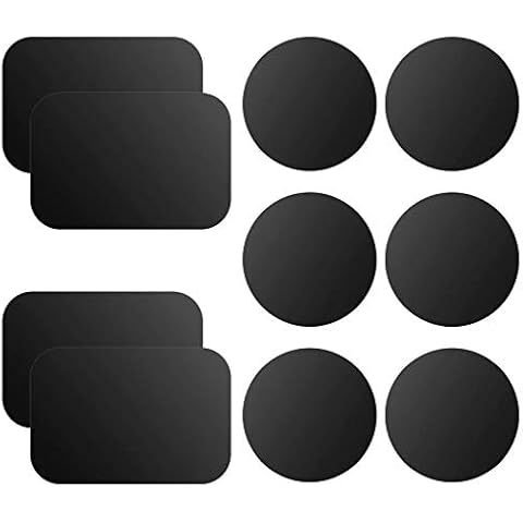 OWLKELA Mount Metal Plate for Phone Magnet Car Mount Holder Cradle with Adhesive, Universal Replacement Sticker Compatible with Magnetic Mounts - 10 Pack Black (4 Rectangle and 6 Round) Cover