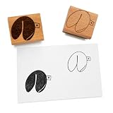 Glückskeks Stempel Set aus 2 Holzstempeln – Vollfläche & Kontur – 30 x 35 mm – DIY Geschenkverpackung, Geschenkanhänger, Scrapbooking, Bullet Journal