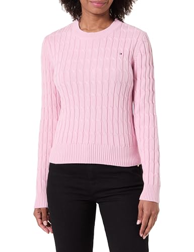 Tommy Hilfiger Women's CO Cable MID GG C-NK LS SWT WW0WW47644 Pullover Sweater, Pink (Bonita Pink), M