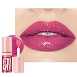 Glitter Rose Pink Lip Gloss Tinted Lip Moisturizer, Nourishing Lipgloss for Moisturizing & Hydrating All-Day Wear, Glossy Lips Oil Stain Full Finish, Lips Primer before Lipstick Vegan & Cruelty Free