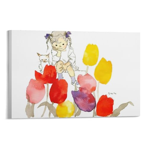 いわさきちひろ 水彩画 童画作品 ポスター (67) ホーム装飾 パネル 壁アート 現代壁掛け 絵画 版画 芸術作品 インテリア20x30inch(50x75cm)