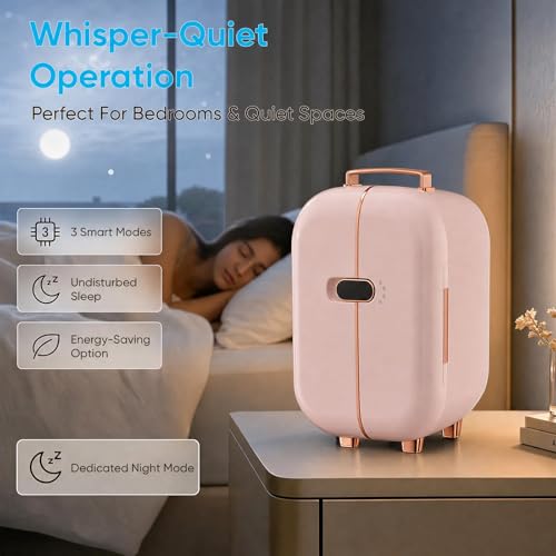 Image of TABU 12L Mini Skincare Fridge with LED Display, Pink | Makeup Fridge Cooler with Adjustable Temperature, Ultra Quiet Operating, for Cosmetics, Beauty, Skin Care