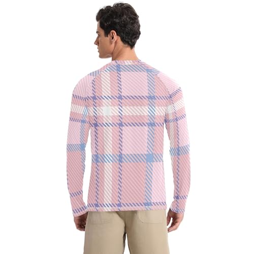 Buffalo Plaid Light Men's Swim Shirts UPF 50+ Fishing Long Sleeve Sun Shirt for Men Long Sleeve Outdoors2