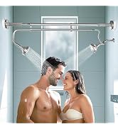 DEVA Dual Shower Head For Couples - 6+3 Spray Modes, Adjustable Rod 31.5-80.7", High Pressure, Easy Install