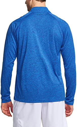Athlio Men's Long Sleeve Athletic Shirts - Quick Dry, Uv Sun Protection, And 1/4 Zip Pullover Running Tops For Outdoor, Half-Zip 3Pack Black/Olive/Spacedye Blue, Large #TOP3
