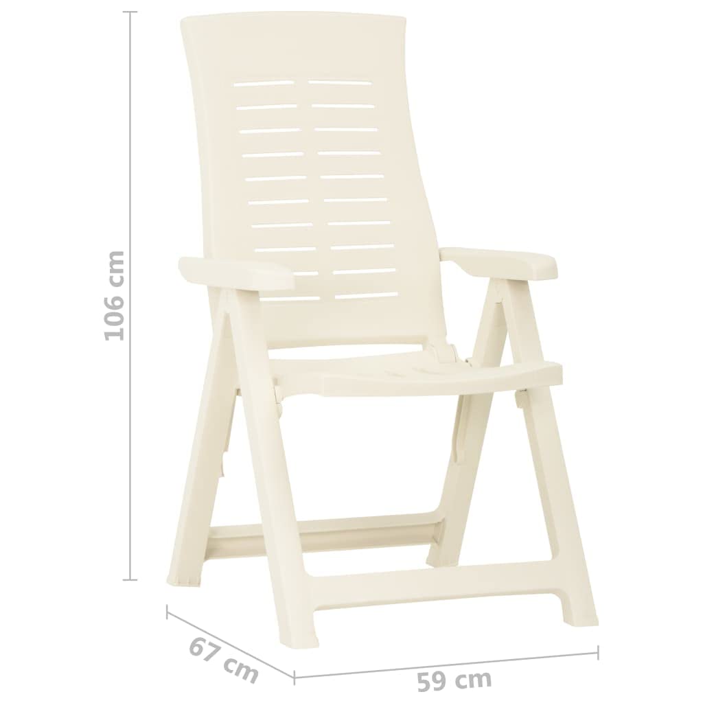 vidaXL 2X Sillas de Jardín Reclinables Plegables Sillón Exterior Balcón Terraza Patio Asiento Butaca Muebles Mobiliario Plástico Blanco