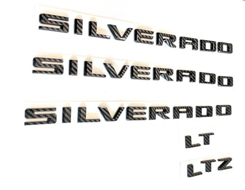 Image of 4pack for Silverado Plus LTZ /LT Emblems 2019-2025 3D Letters Badges Compatible with Silverado (Carbon Fiber)